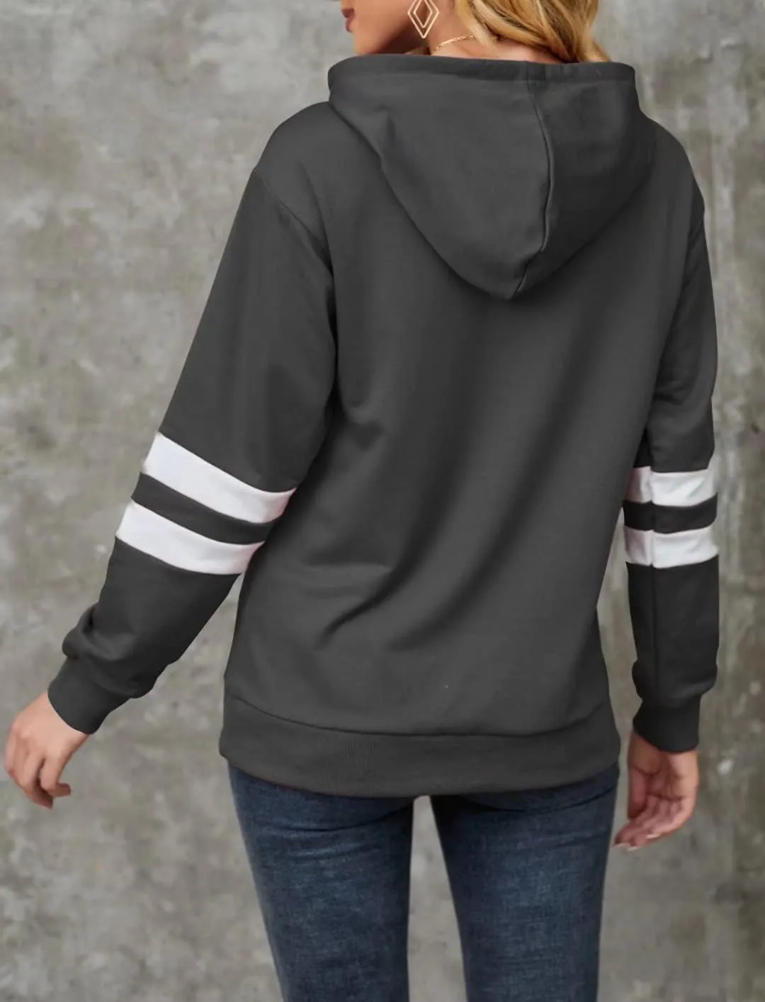 TICTICMIMI Women Sunflower Print Sweatshirts Color Block Long Sleeve Hoodies Lightweight Drawstring Pullover Tops