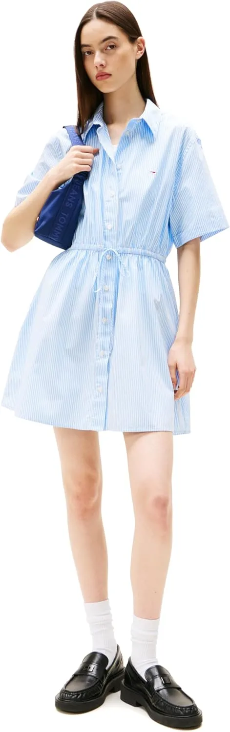 Tommy Jeans Women's Casual Shirt Dress with Mini Stripe