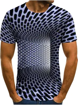 Unisex Fashion 3D Print T-Shirts Funny 3D Abstract Art Trippy Graphics Crewneck Short Sleeve Tops for Mens Womens