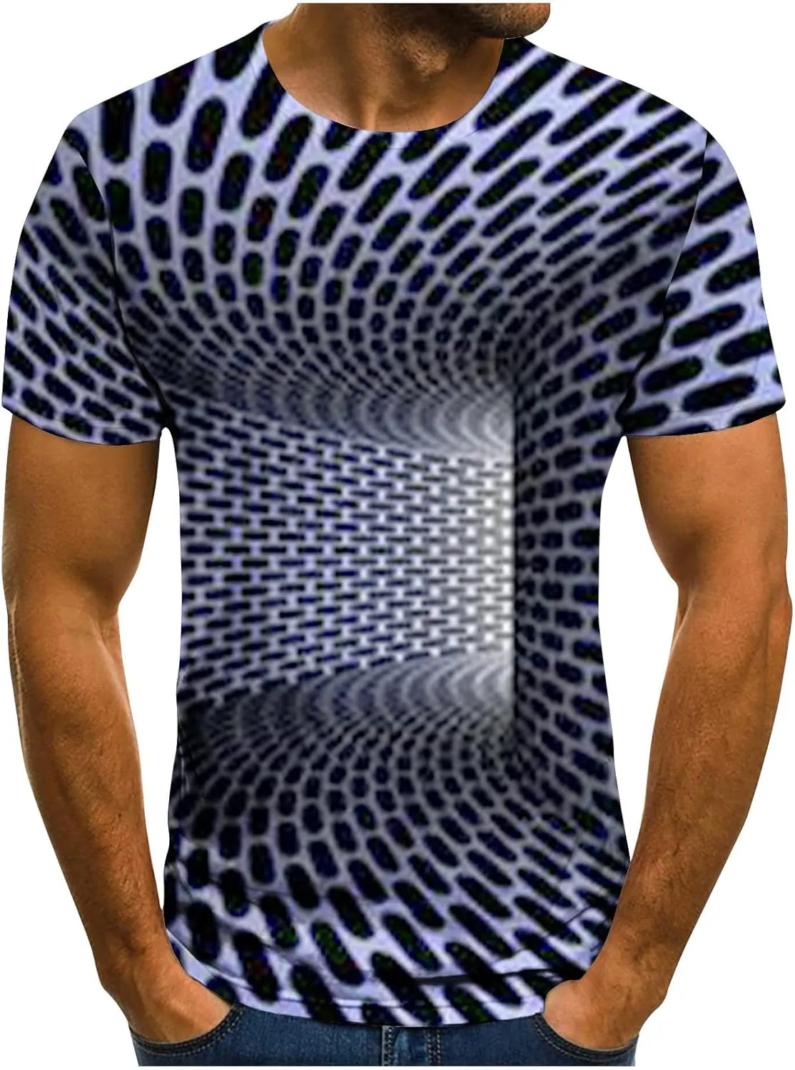 Unisex Fashion 3D Print T-Shirts Funny 3D Abstract Art Trippy Graphics Crewneck Short Sleeve Tops for Mens Womens