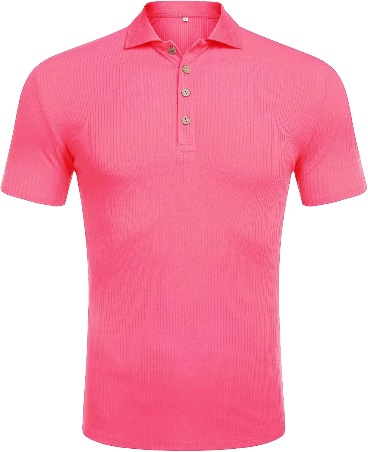 URRU Men's Muscle T Shirts Stretch Short Sleeve Workout Tee Casual Slim Fit Polo Shirt