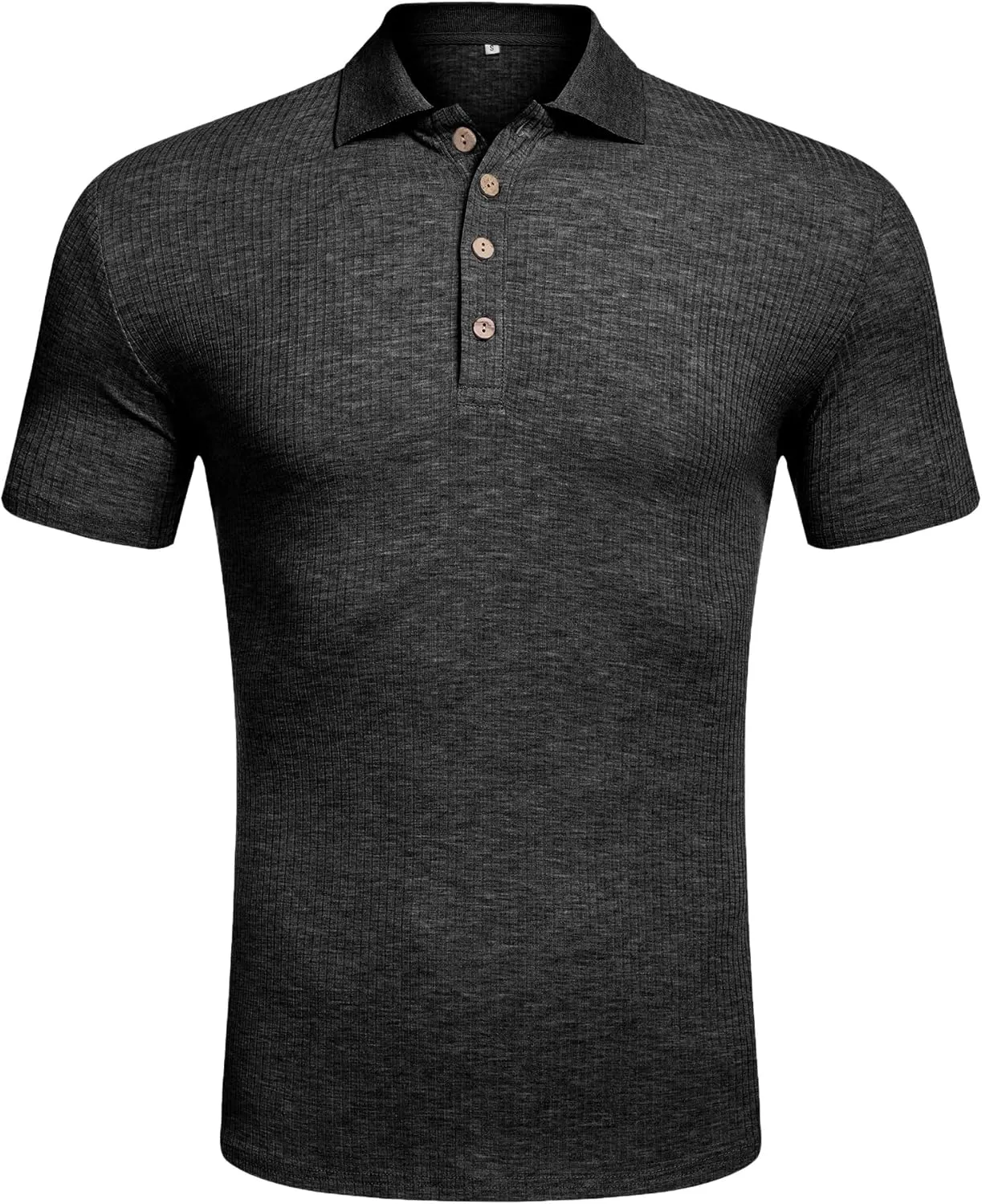 URRU Men's Muscle T Shirts Stretch Short Sleeve Workout Tee Casual Slim Fit Polo Shirt