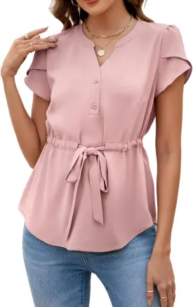 VIMPUNEC Womens Dressy Casual Blouses Summer Trendy Peplum Tops Business Work Button Down Top VIMPUNEC Womens Dressy Casual Blouses Summer Trendy Peplum Tops Business Work Button Down Top