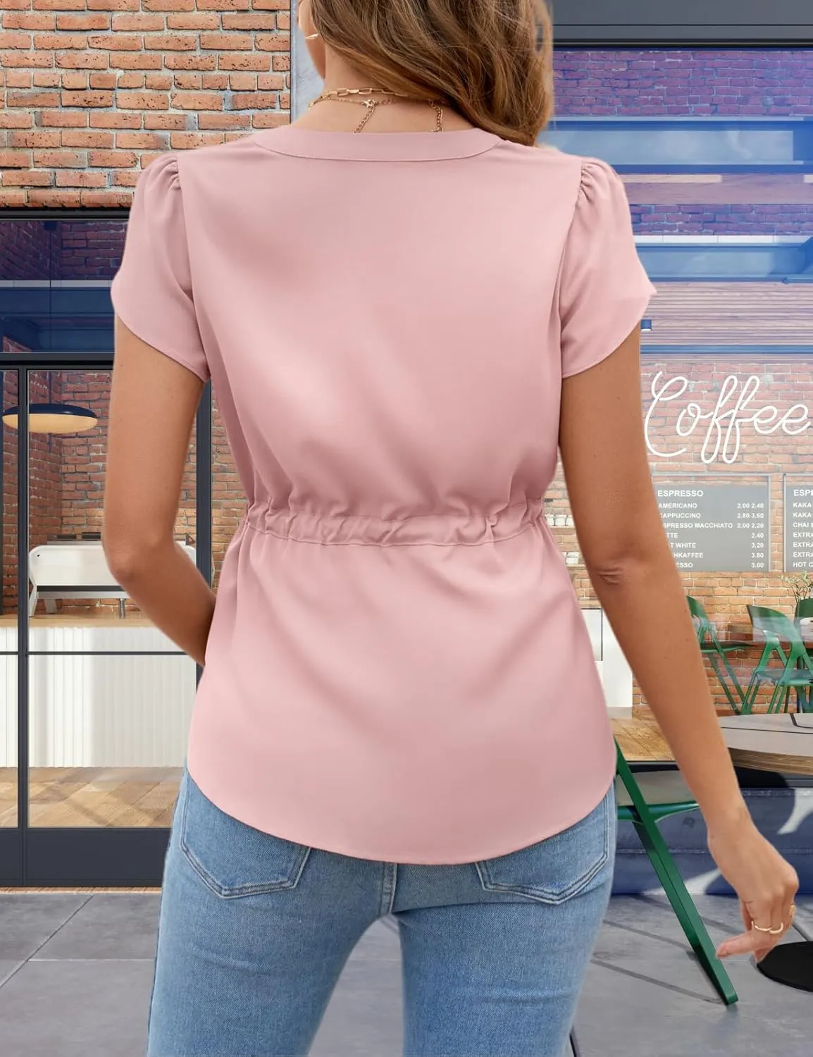 VIMPUNEC Womens Dressy Casual Blouses Summer Trendy Peplum Tops Business Work Button Down Top