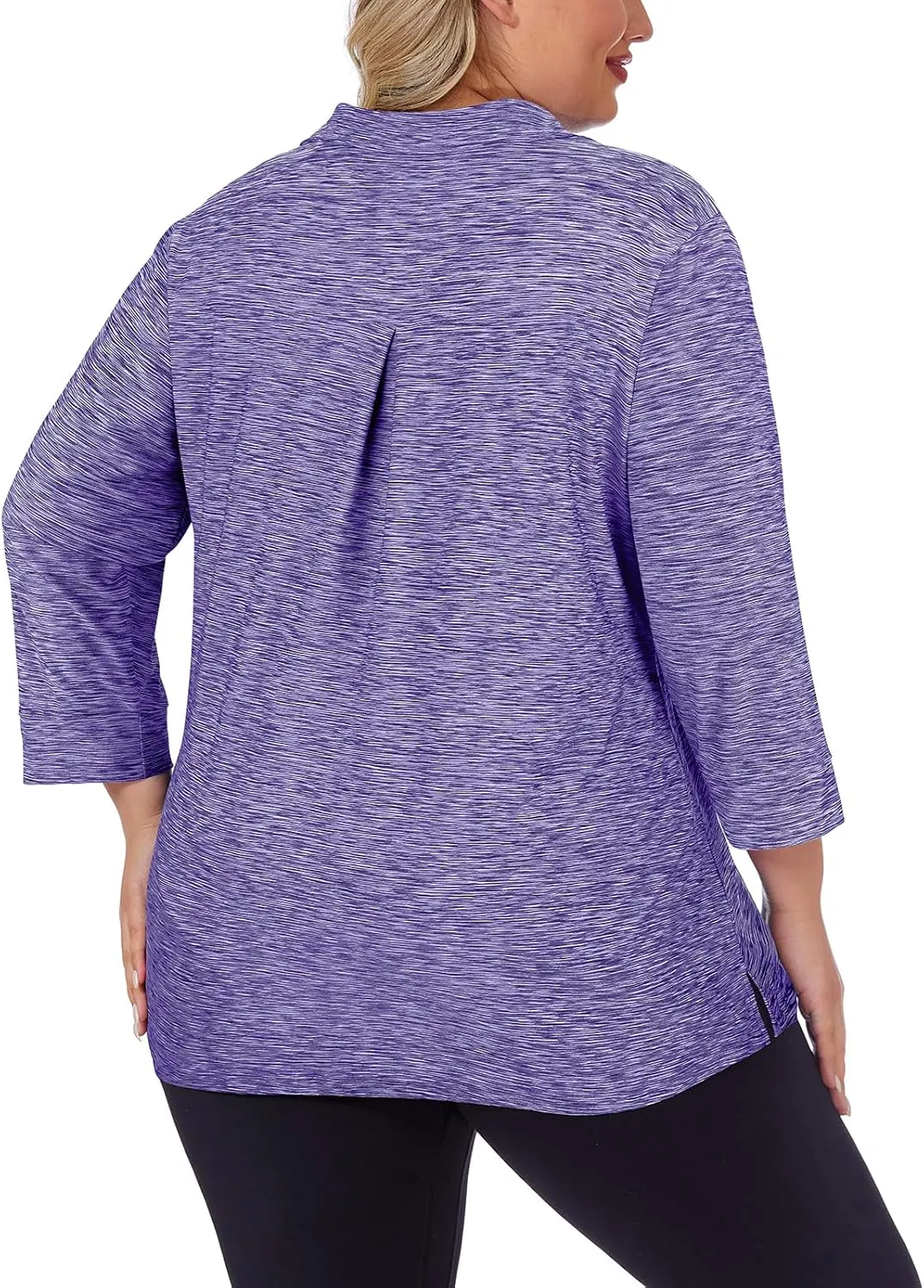 Viracy Plus Size Womens Golf Polo Shirts 3/4 Sleeve Zip Up Quick Dry Workout Tops