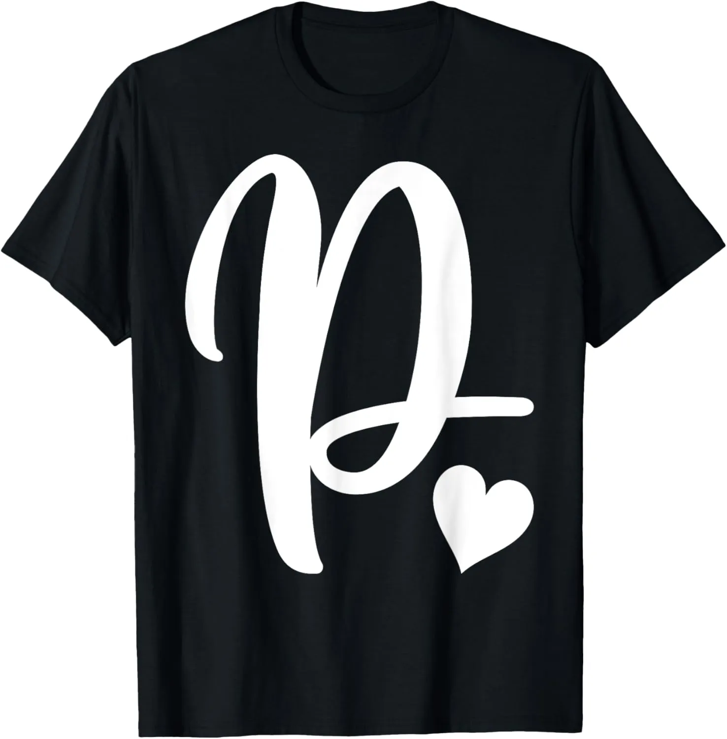 white letter P monogram initial minimalist heart graphic T-Shirt