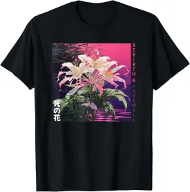 White Spider Lily in Japanese Grunge Anime Floral Aesthetic T-Shirt