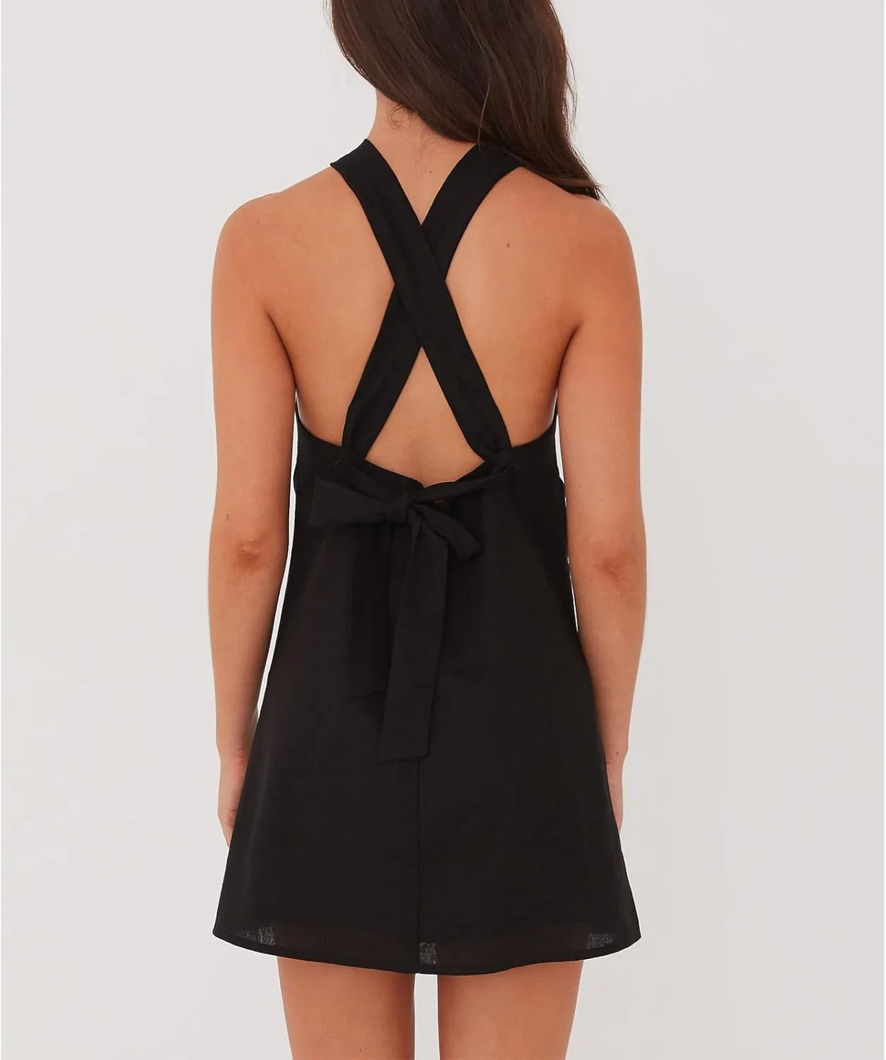 Women Y2K Halter Mini Dress Sexy Sleeveles Open Back Slim Fit Short Dress Tie Back Cocktail Party Night Out Sundress