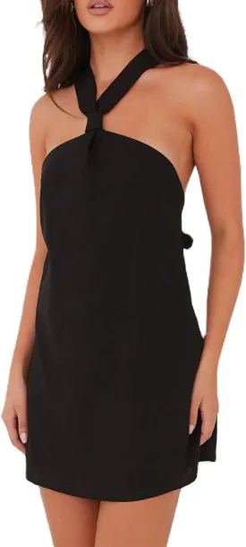 Women Y2K Halter Mini Dress Sexy Sleeveles Open Back Slim Fit Short Dress Tie Back Cocktail Party Night Out Sundress