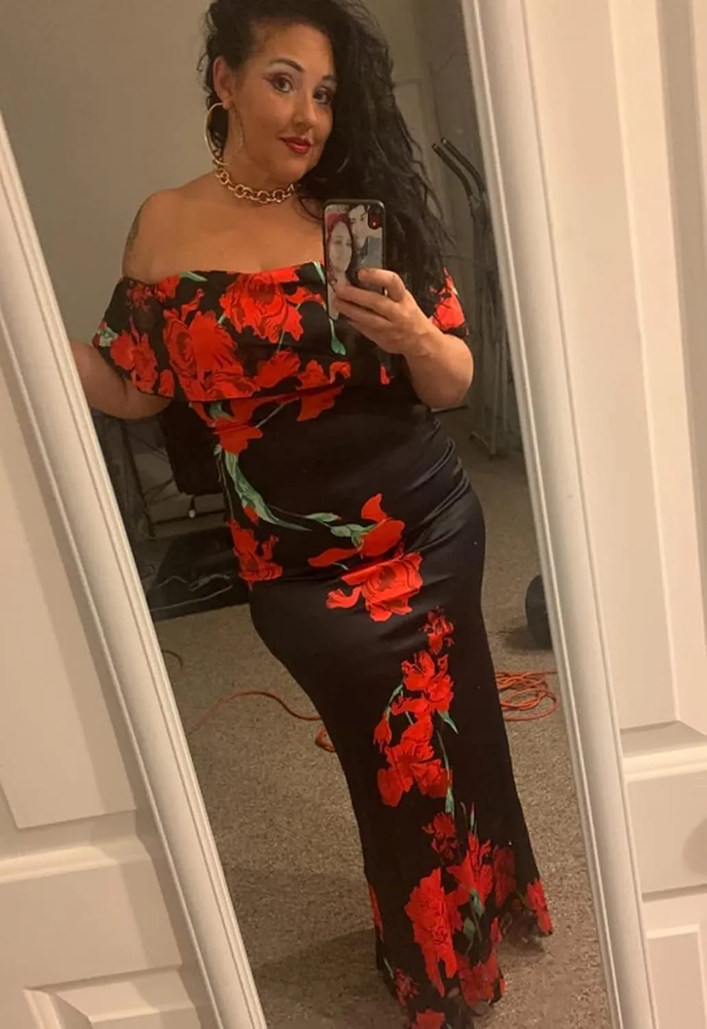 Women's Off Shoulder Maxi Dress Sexy Hawaiian Floral Long Party Dresses
