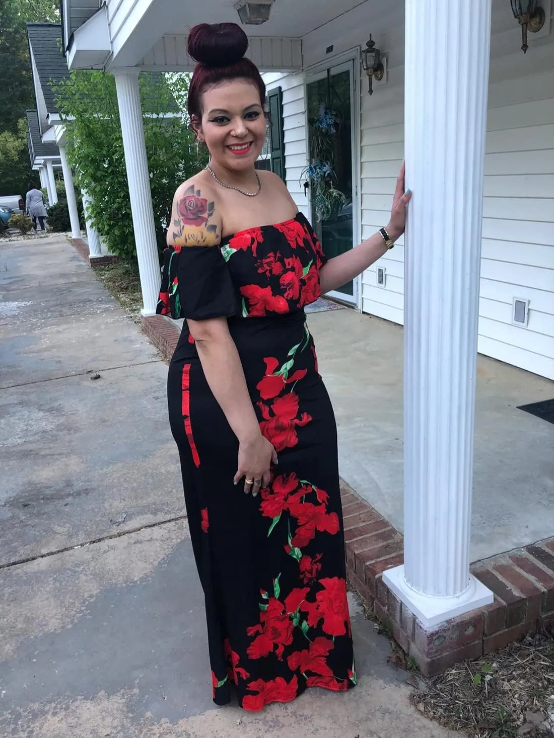 Women's Off Shoulder Maxi Dress Sexy Hawaiian Floral Long Party Dresses