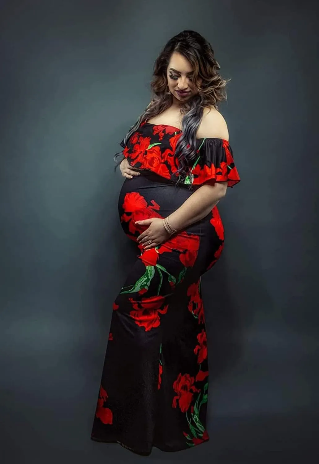 Women's Off Shoulder Maxi Dress Sexy Hawaiian Floral Long Party Dresses