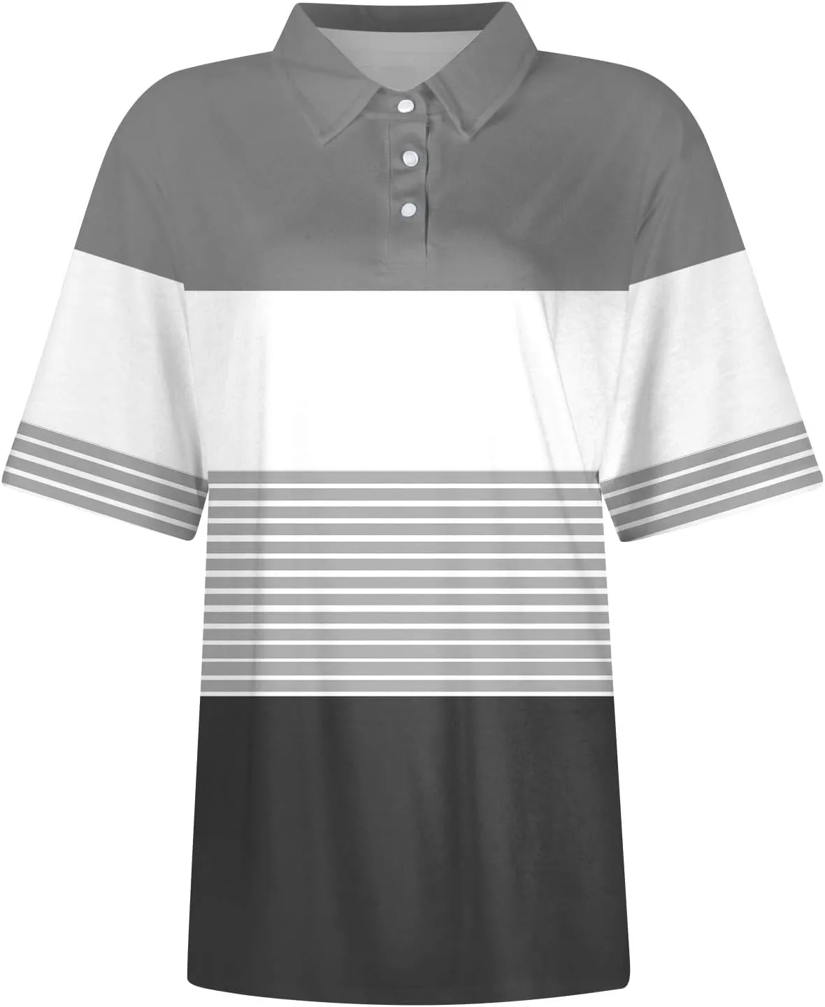 Women's Polo Shirts Short Sleeve Comfortable Breathable Wicking Shirt Solid Colour Stripe 3 Buttons Lapels Casual Tops