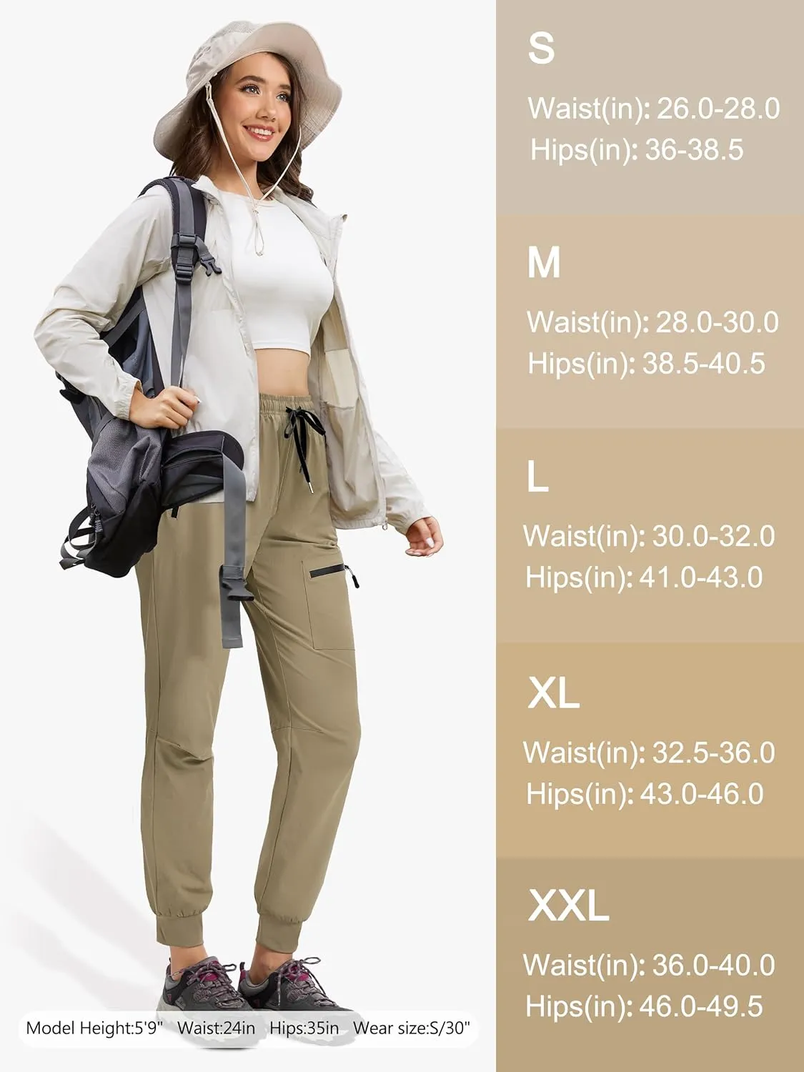 Womens Tall Hiking Pants 30/32/34 Inseam Lightweight Joggers Quick Dry 4 Pockets Travel Athletic Cargo UPF50