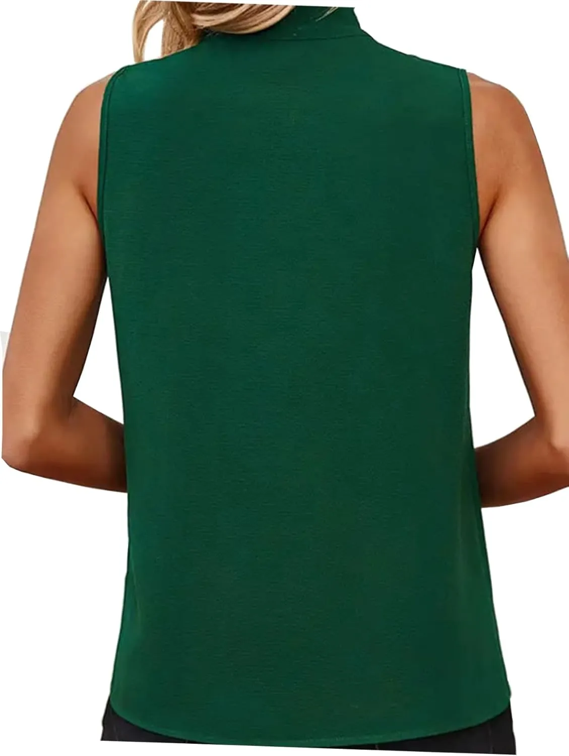 Women's Tie Bow Neck Sleeveless Blouse Elegant Office Work Shirt Tank Top