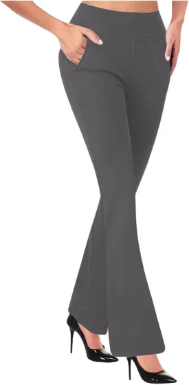 Womens Yoga Dress Pants Tretchy Pull On Straight Leg Business Casual Pant Dressy Slacks Dress Pants for Office Work