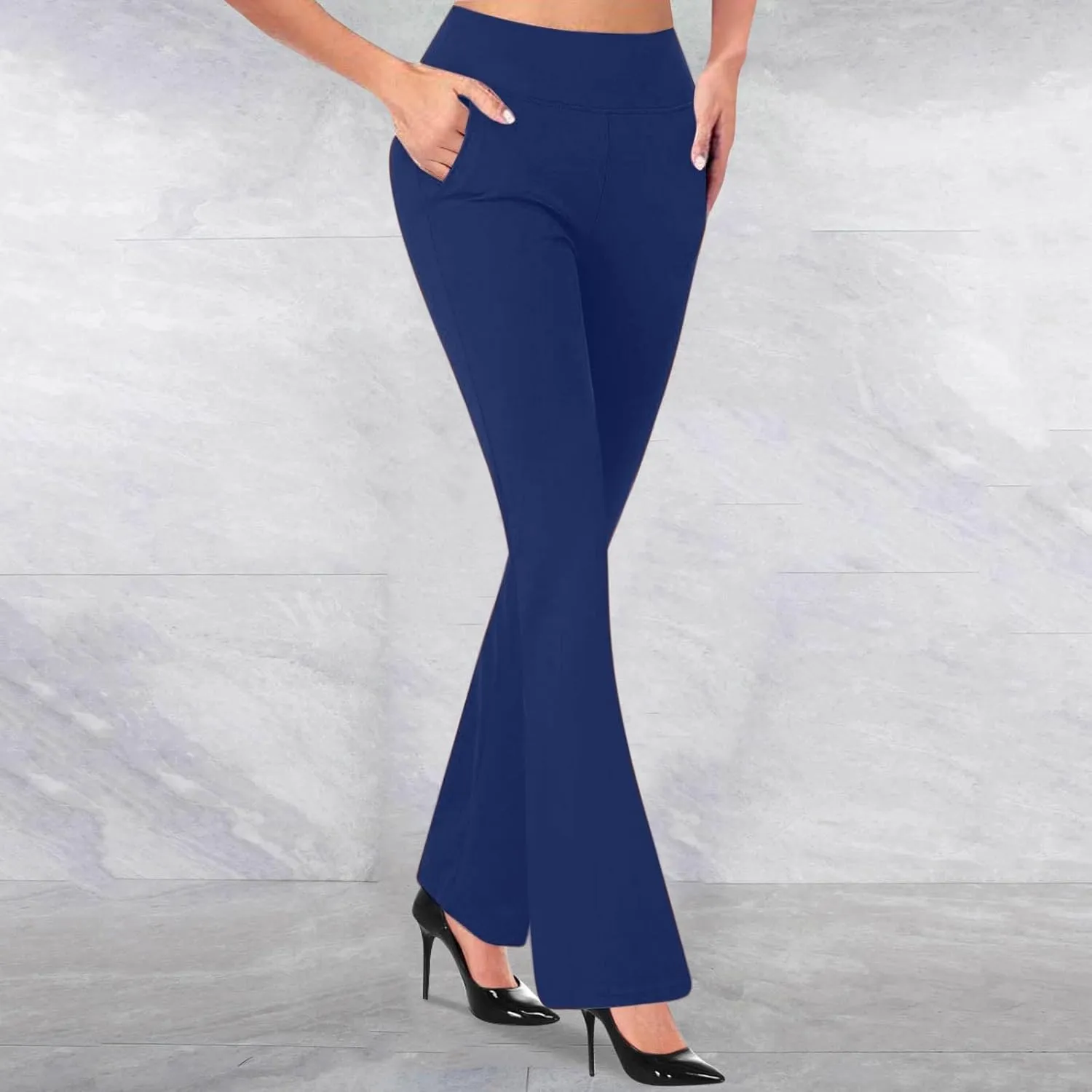 Womens Yoga Dress Pants Tretchy Pull On Straight Leg Business Casual Pant Dressy Slacks Dress Pants for Office Work