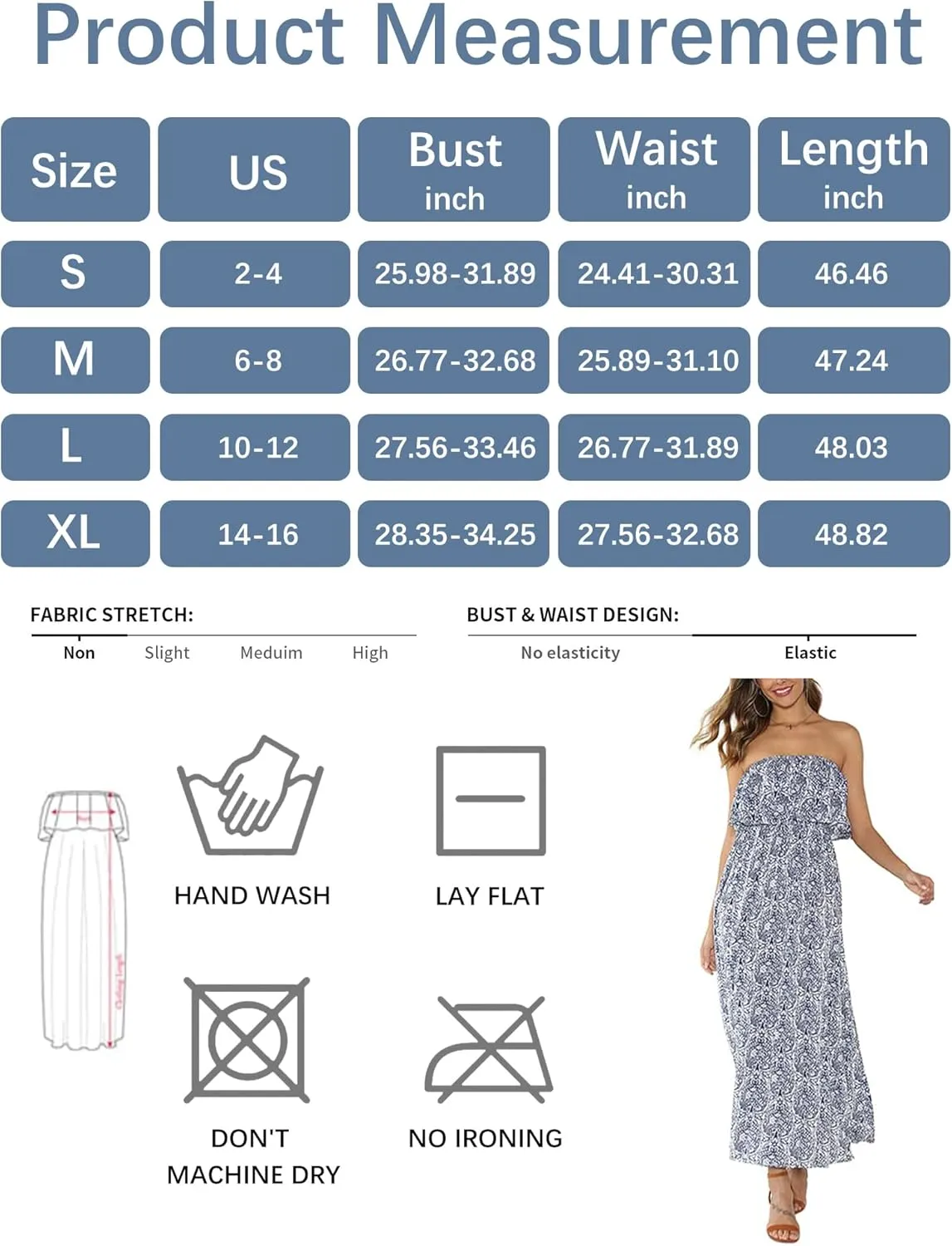 ZMPSIISA Women's Summer Off The Shoulder Maxi Dress Ruffle Strapless Blue White Porcelain Boho Casual Loose Long Dresses