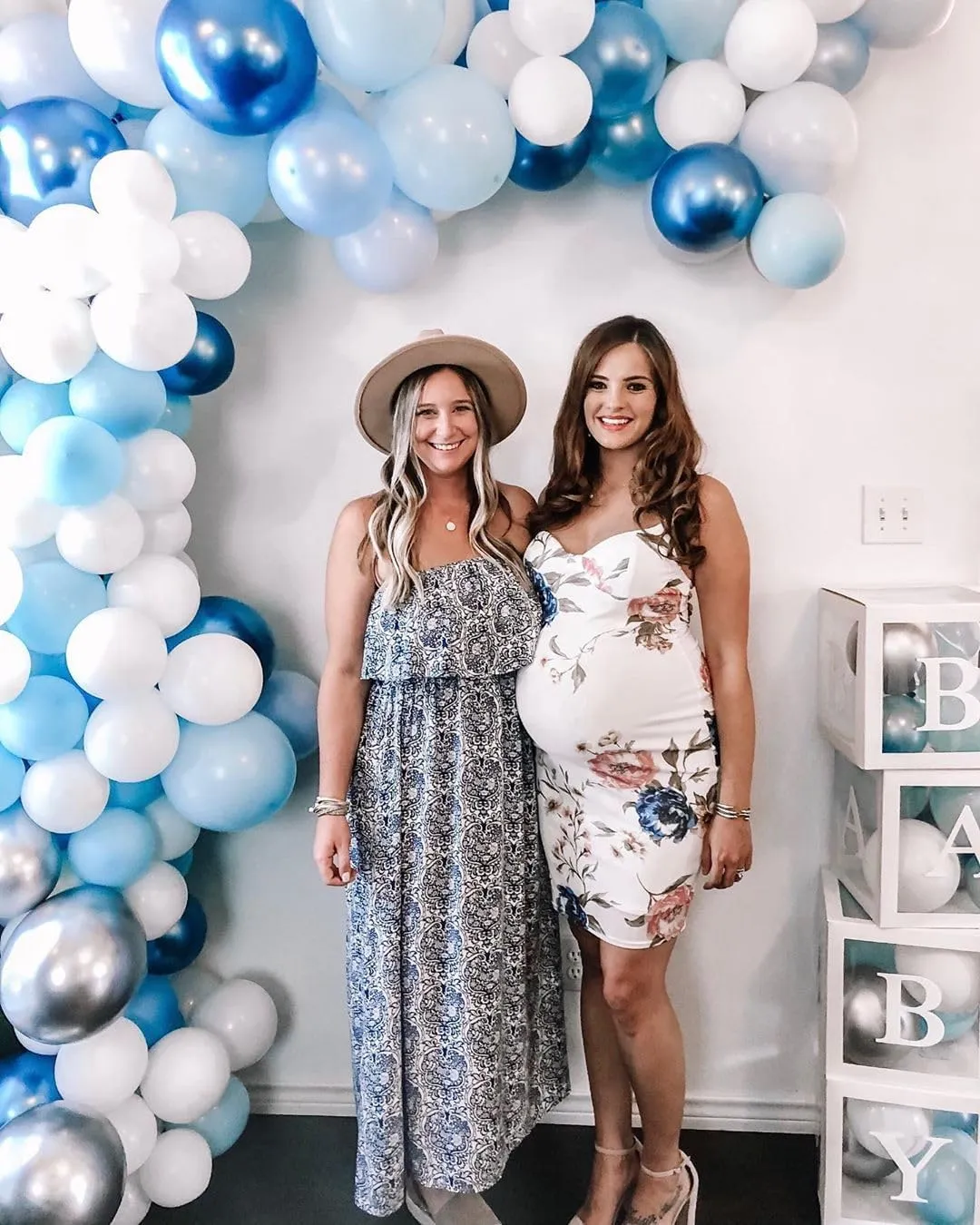 ZMPSIISA Women's Summer Off The Shoulder Maxi Dress Ruffle Strapless Blue White Porcelain Boho Casual Loose Long Dresses